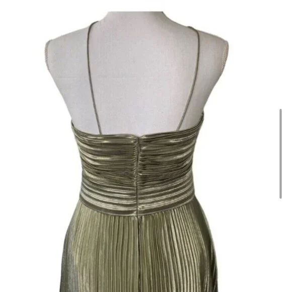 AIIFOS Gilda Gown Metallic Gunmetal Pleated Grey